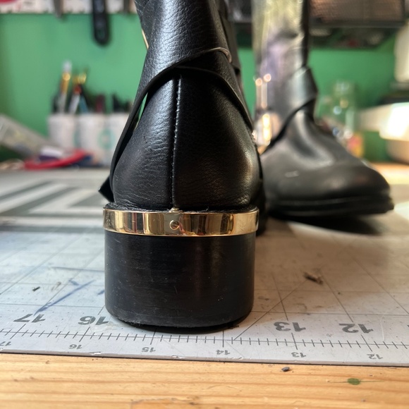Vince Camuto Black and Gold Moto Boots - Picture 15 of 16